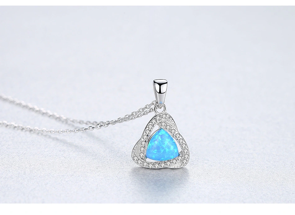 Classic Multicolor 925 Sterling Silver CZ Opal Pendant Necklace