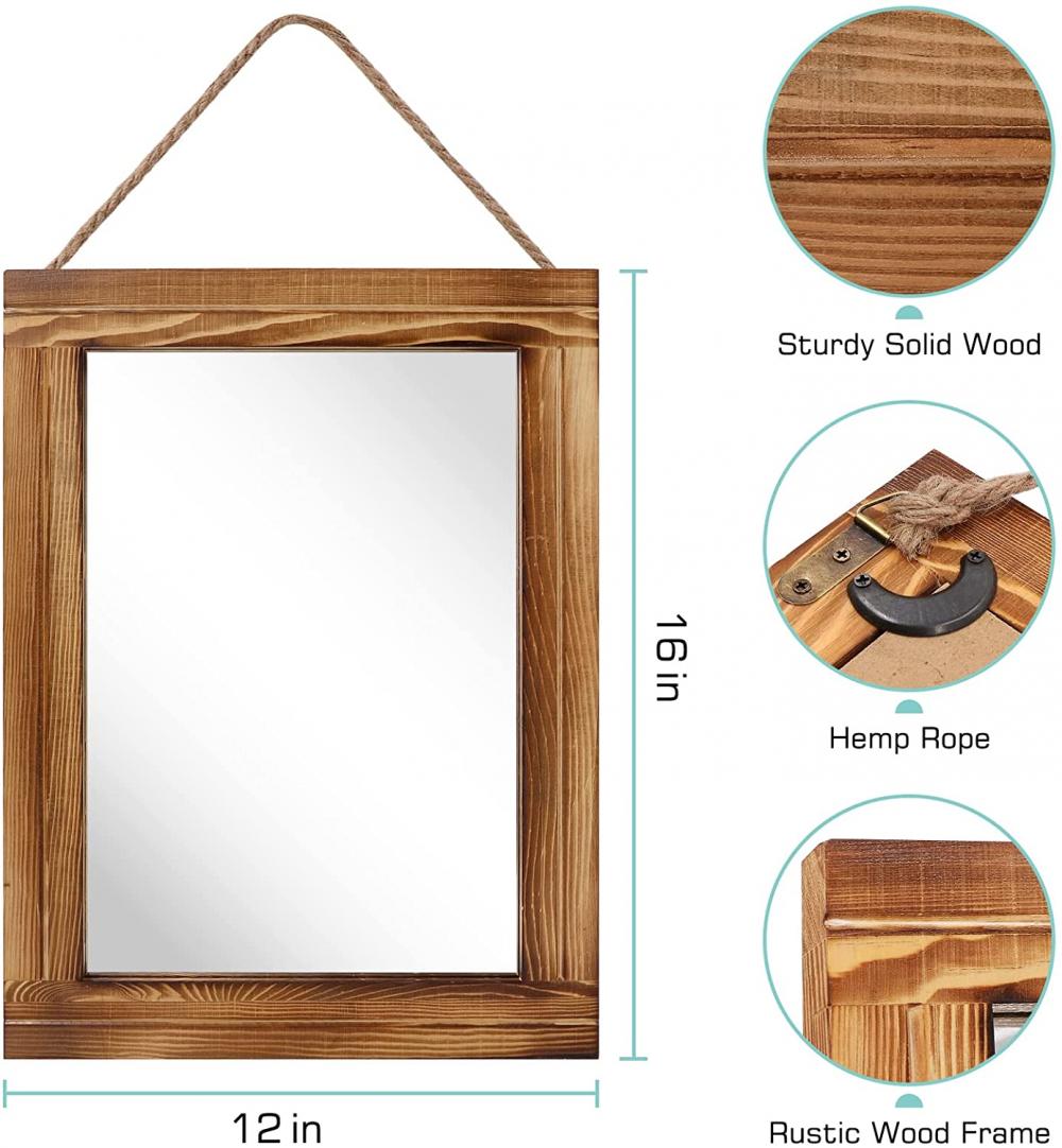 Cermin dinding hiasan dengan kayu dibingkai