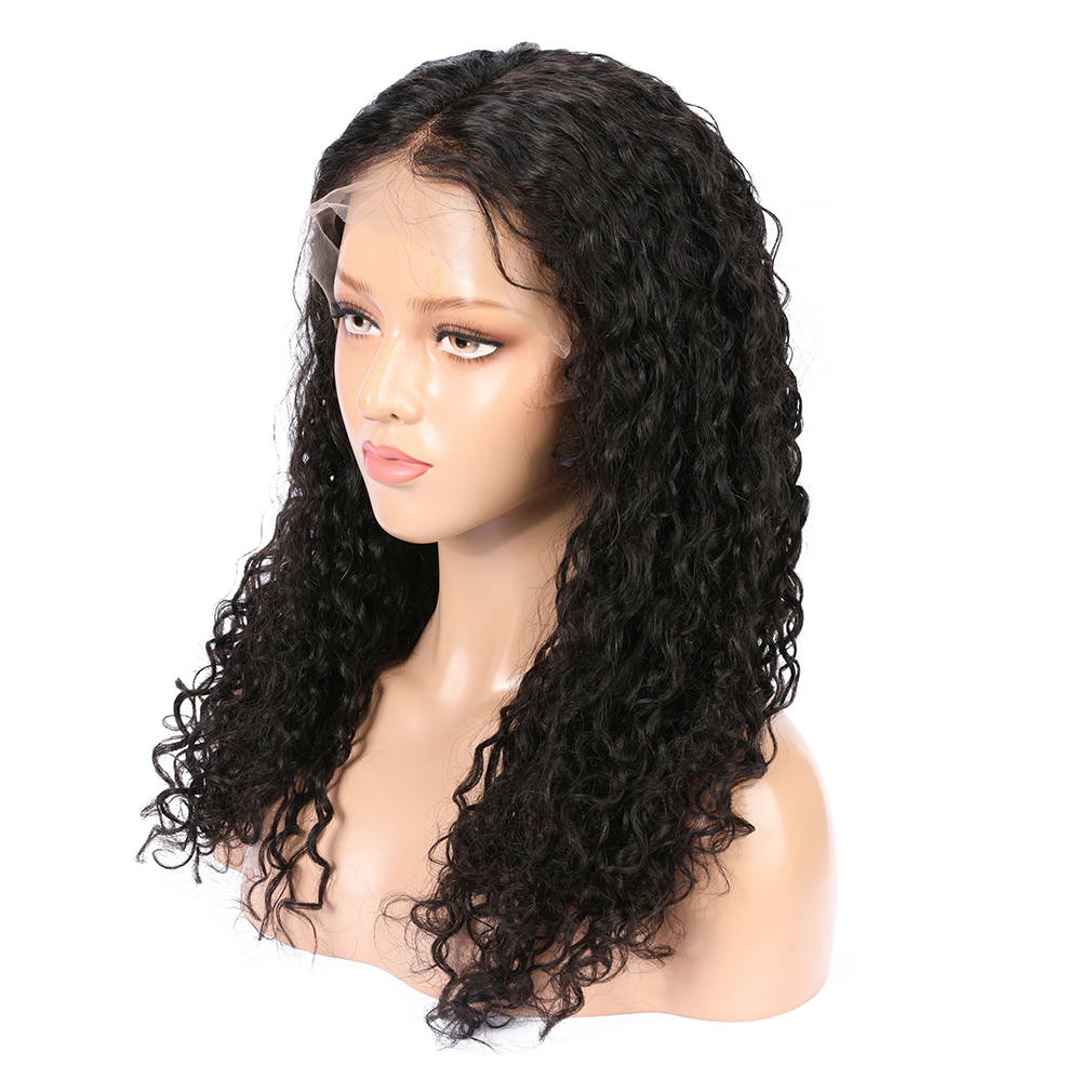 Eli Jerry Curly Front Full Lace Human Hair Wig Natural Black Long Curly Brazilian Hair Lace Wig For Women