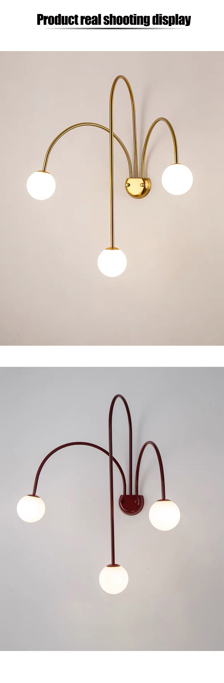 The 3 head design allows for ample light output, making this wall lamp ideal for lighting up larger spaces. The 3 head design allows for ample light output, making this wall lamp ideal for lighting up larger spaces.