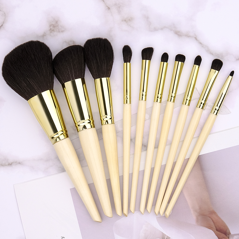 2022 Hot-Saling 10pcs Plastic Handle Makeup Brushes Kit accept OEM ODM