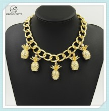 2015 Heavy Gold Engraved Necklace, Half Gold Pineapple Choker Necklace