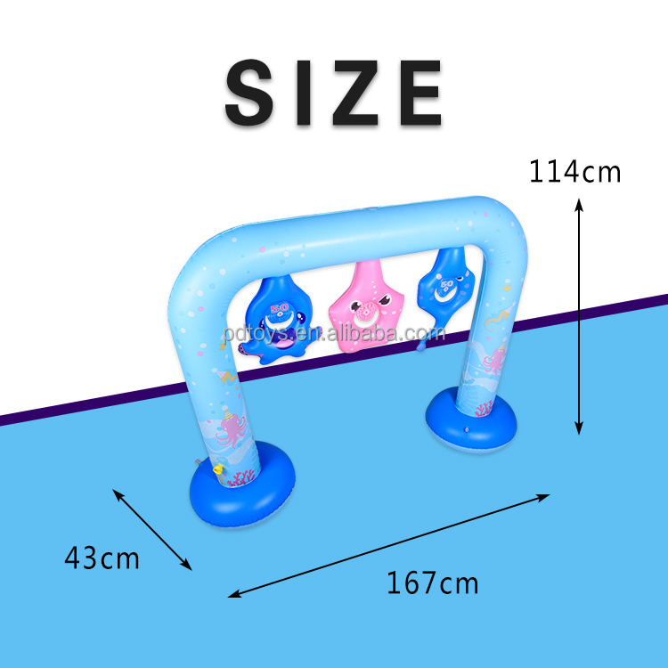 New design inflatable sprinklers water game toy arch splash Water gun inflatable shooting game toy