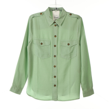 Green Tencel Garment Dye Ladies Long Shirts