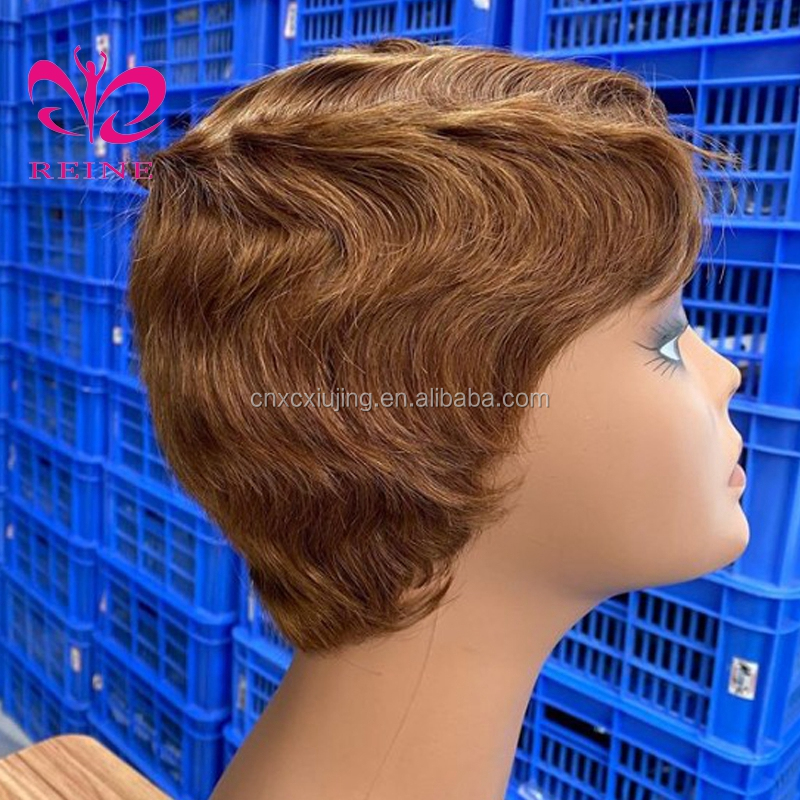 Human Hair Pixie Cut Machine Made Wigs With Baby Hair Brazilian short Hair Wigs