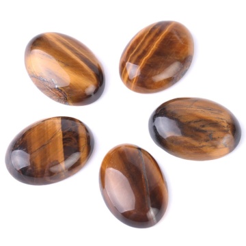 Convex Oval Flat Bottom Natural Tiger Eye Stones