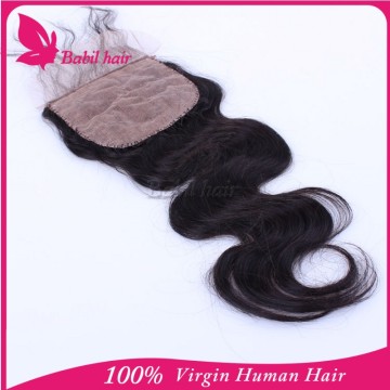 body wave 100% human peruvian virgin hair silk base closure bleached knots