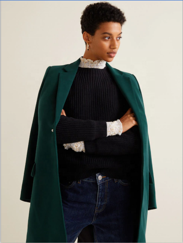Manteau classique à manches longues en laine pour femmes d&#39;hiver