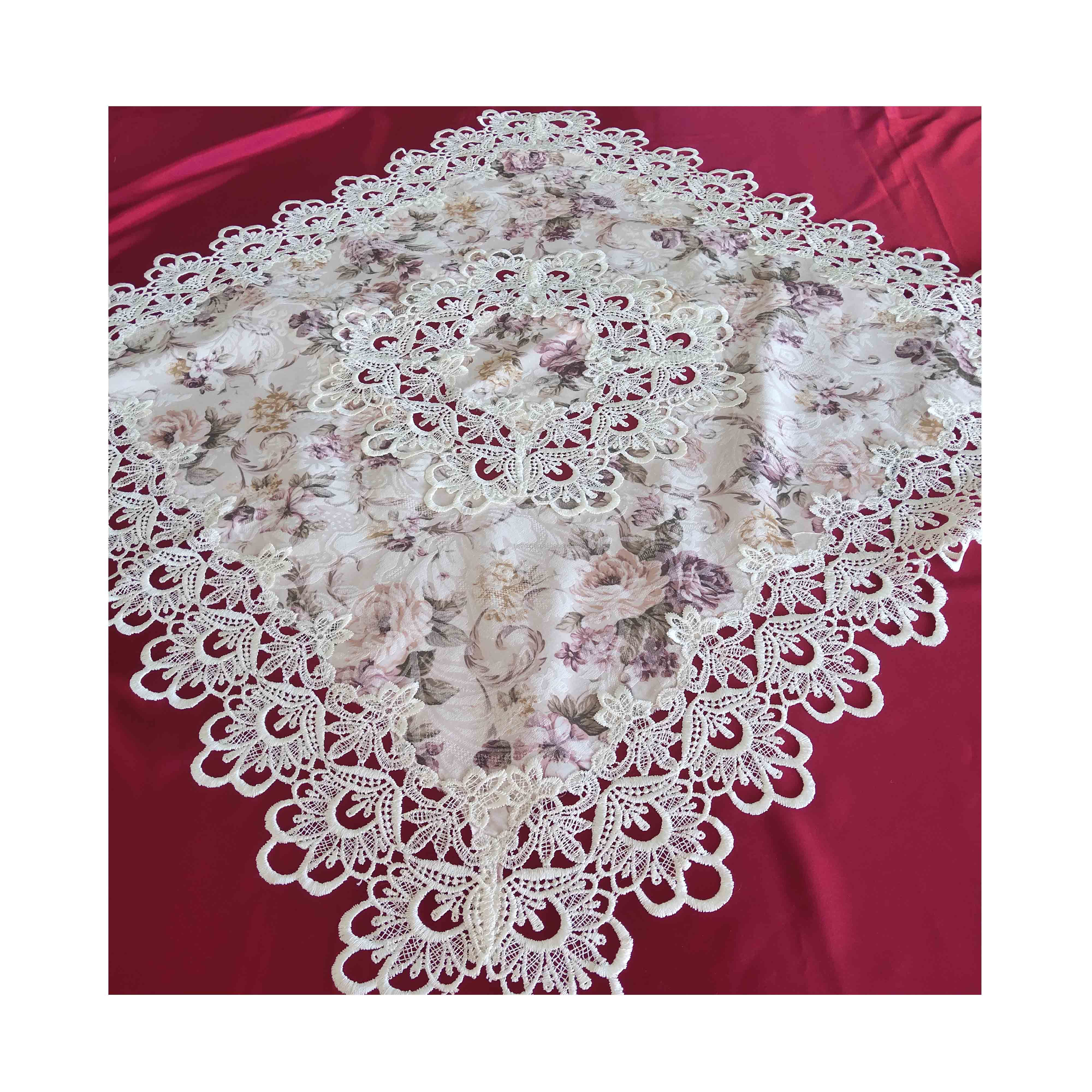 toalhas de mesa Printing rose moroccan fancy wedding lace table cloths