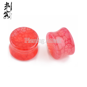 Red Gragon Vein Semi Precious Stone Ear Plug Ear Piercing