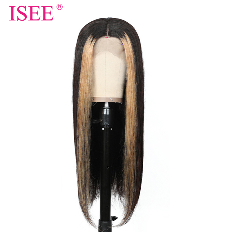 Cheap Hightlight Piano Color Blunt Cut Double Drawn Wig, Bone Straight 4/27 Raw Brazilian Human Hair Lace Front Bob Wig