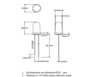 Diffused Red 5mm LED 620-625nm LED