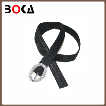 // Popular Design black soft pu leather belt with // rhinestone buckle custom pu leather belt //