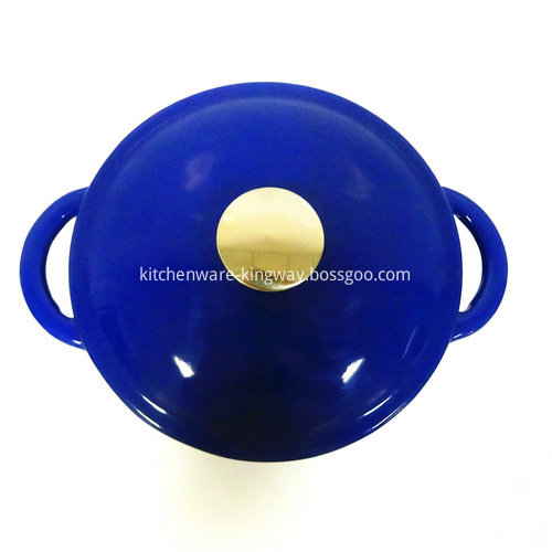 Dark Blue Round Cast Iron Casserole