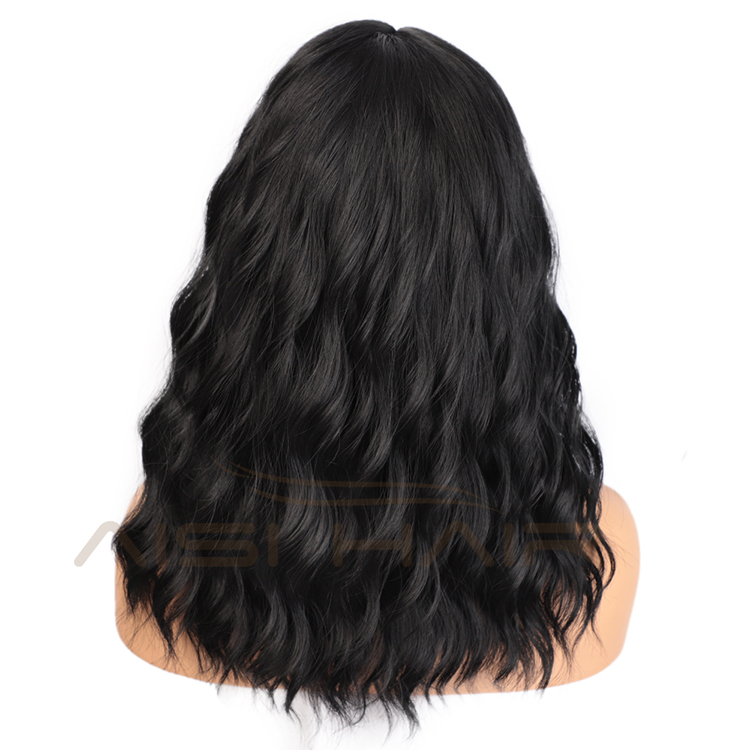 Bang Body Wave Heat Resistant Fiber Cosplay Wigs Long Nature Black Synthetic for White Black Women Wigs