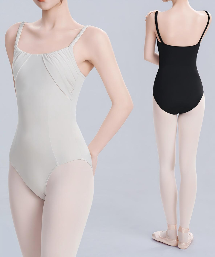 Женский плиссированный нейлоновый купальник без рукавов с ремешками Women's Strappy Pleated Nylon Sleeveless Leotard