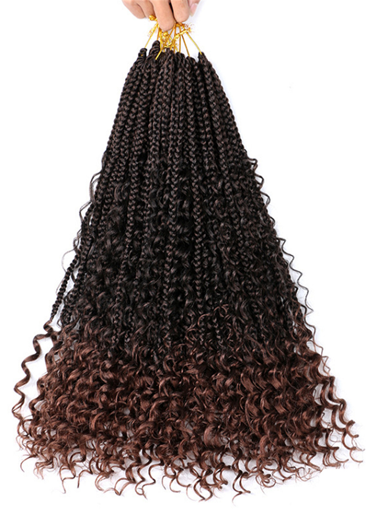 22inch 24inch Bohemian Curly Box Braids River Locs Ombre  Color Synthetic Crochet Braids Messy Goddess box braids