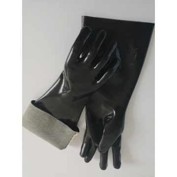 Black PVC gloves smooth finish interlock liner 18"