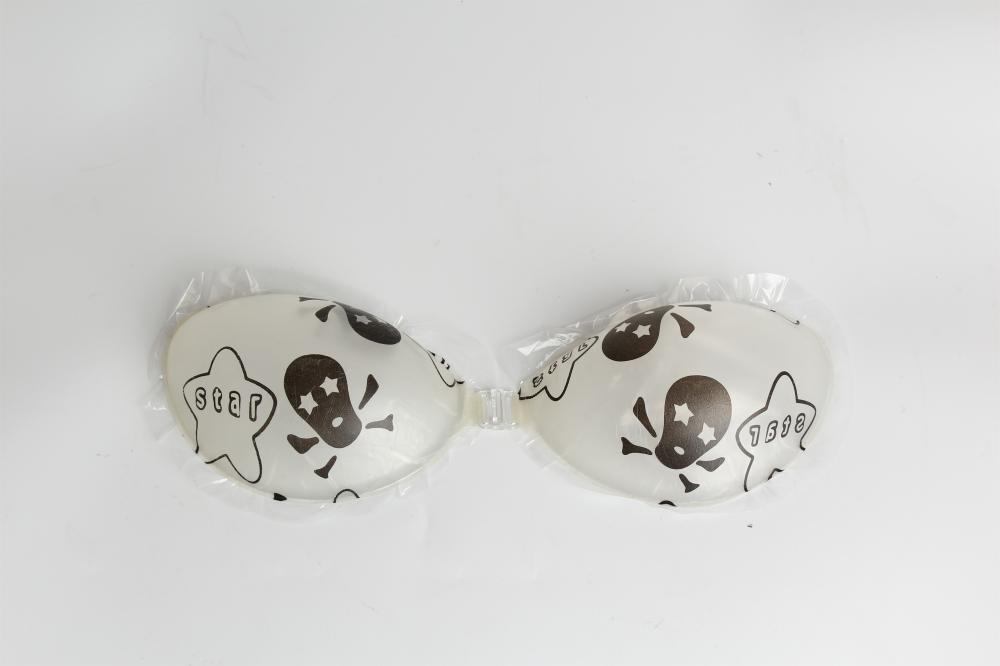 Flower printed invisible Push up silicone bra