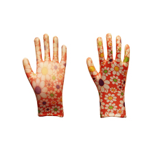 Garden Series Red Printed Polyester Garden Gloves