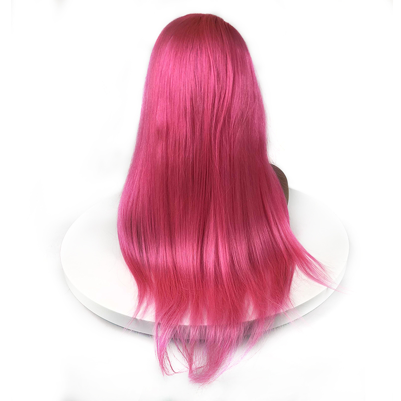 Factory Wholesale Hot Pink Brazilian Human Hair Lace Front Wig