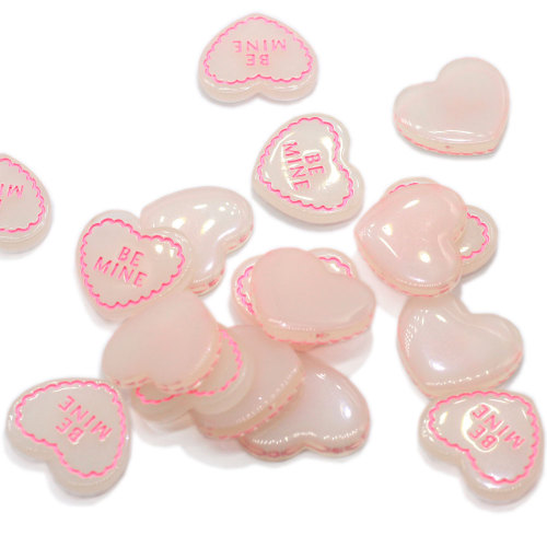 Beautiful White Pink Letter Heart Shape Resin Flatback Cabochon Beads Crafts Children Scrapbook Making Ornament Slime DIY Art