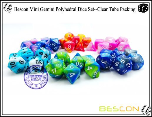 Bescon Mini Gemini Polyhedral Dice Set--Assorted Colored of 42-3 Bescon Mini Gemini Polyhedral Dice Set--Assorted Colored of 42-3