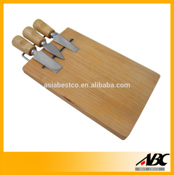 3pcs Cheese Knife With Pine Wood Cutting Board