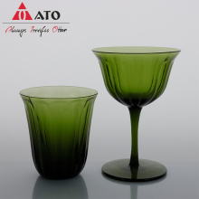 Customized Glass Goblet Green Glass Wine Glass Set