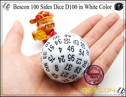 Bescon 100 Lados Dados D100 en Blanco Color-3 Bescon 100 Sides Dice D100 in White Color-3