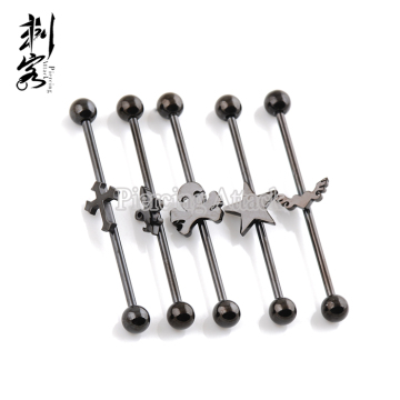 Titanium Anodized 14G Ear Cartilage Ring Industrial Barbell