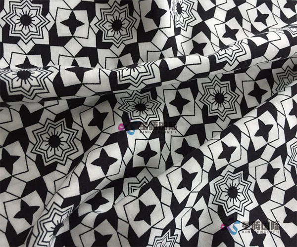 Black Geometric Print Rayon Fabric