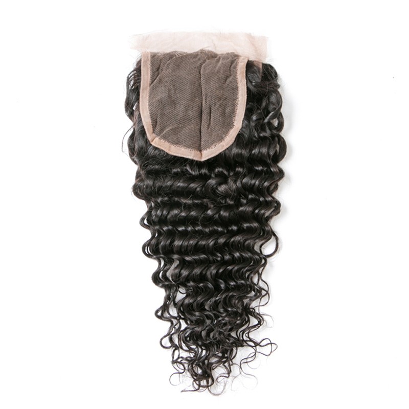 MegaLook Cheap Deep Curly Peruvian Lace Front Closure Wholesale Accept Paypal