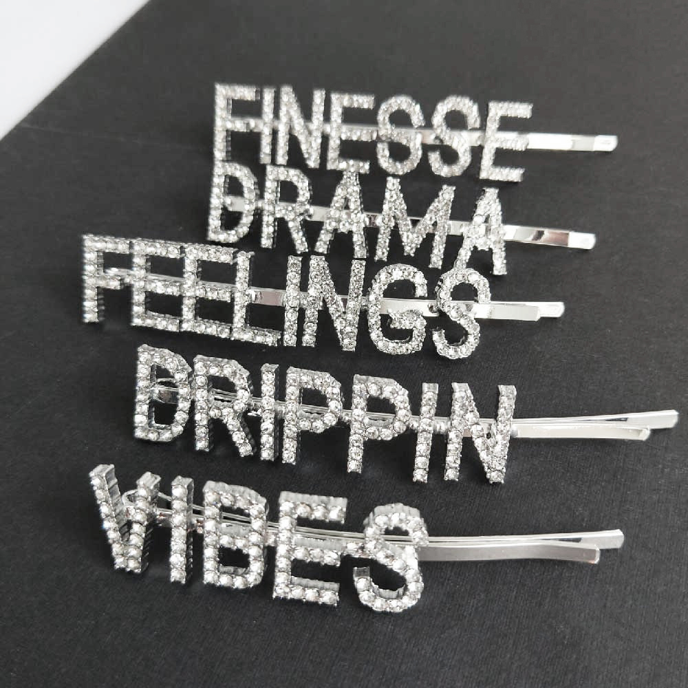 Hair Pin Rhinestone Letter Hair Pin BOSS BITCH Crystal Letter Alphabet Bobby Pins Clip Women Multi Styles