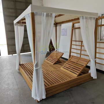 Outdoor Garden Teak Daybed Sets with Canopy