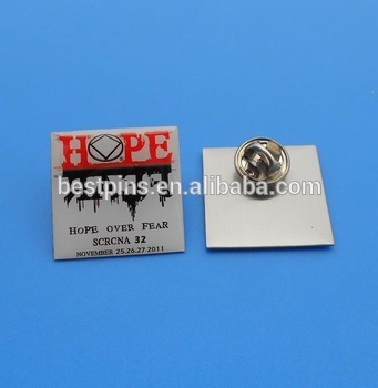 Custom printed logo hope over fear lapel pins