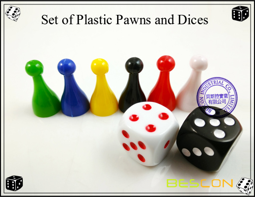 Set of Plastic Pawns and Dices Set of Plastic Pawns and Dices