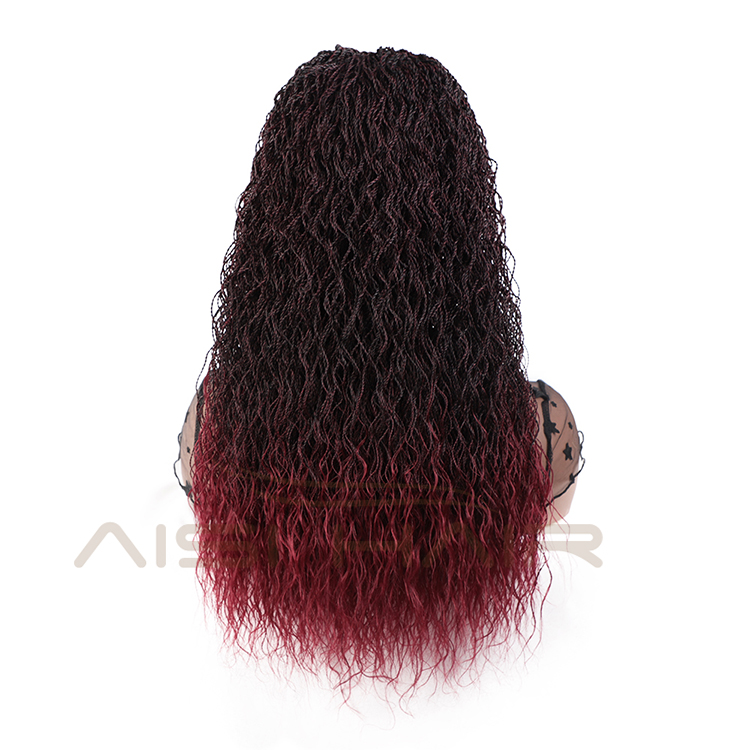 Aisi Hair Wholesale Senegalese Twist Braided Ombre Red Swiss Lace Wigs Long Braided Lace Frontal Wigs For Black White Women