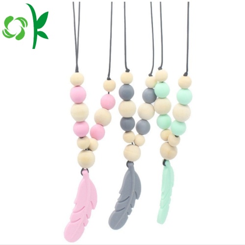 Silicone Chew Necklace Newest Silicone Leaf Teether Baby Toys Silicone Beads Manufactory