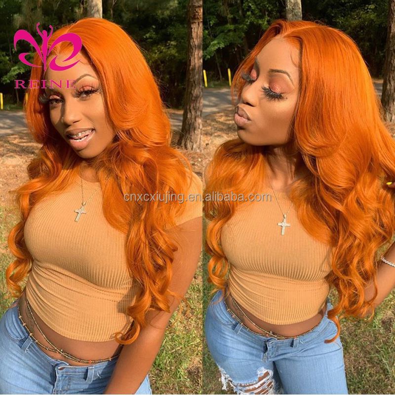 New design Body wave lace frontal wig REINE ombre color body wave hair lace front wig with baby hair double drawn human hair wig