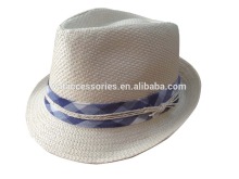 Unisex white color cut & sewn fabric hats, fedora hats , cheap beach sun hat