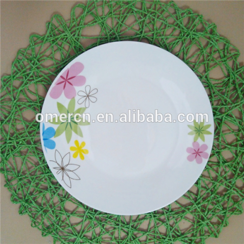 colorful flower decal porcelain dinner plates for restauant, cheap bulk porcelain appetizer plates, custom printed dinner plates