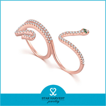 Top quality rose gold plating 925 silver full finger rings