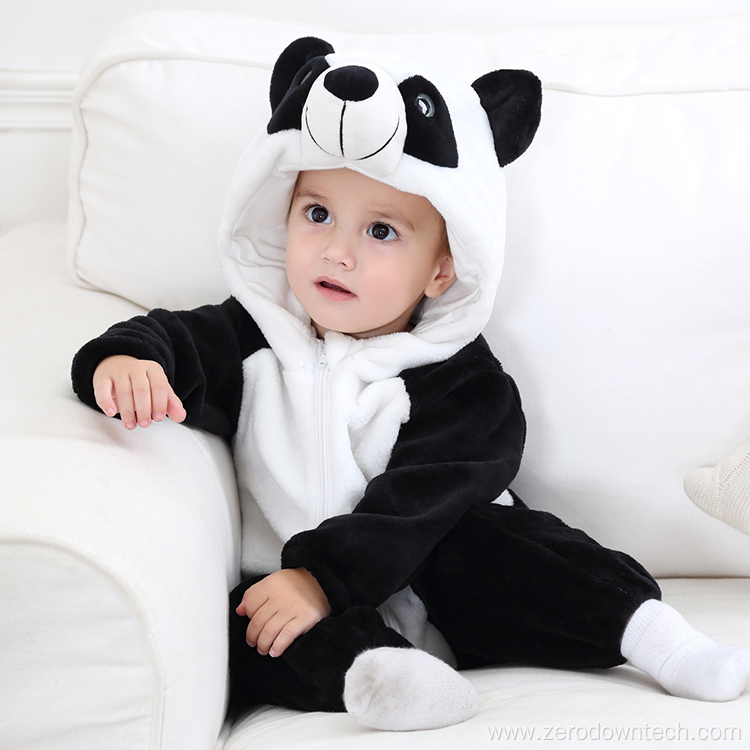 Cotton Animal Cute Panda Boy Baby Rompers Hooded