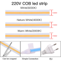 220V Hoogspanning LED COB Strip IP67 Waterdicht