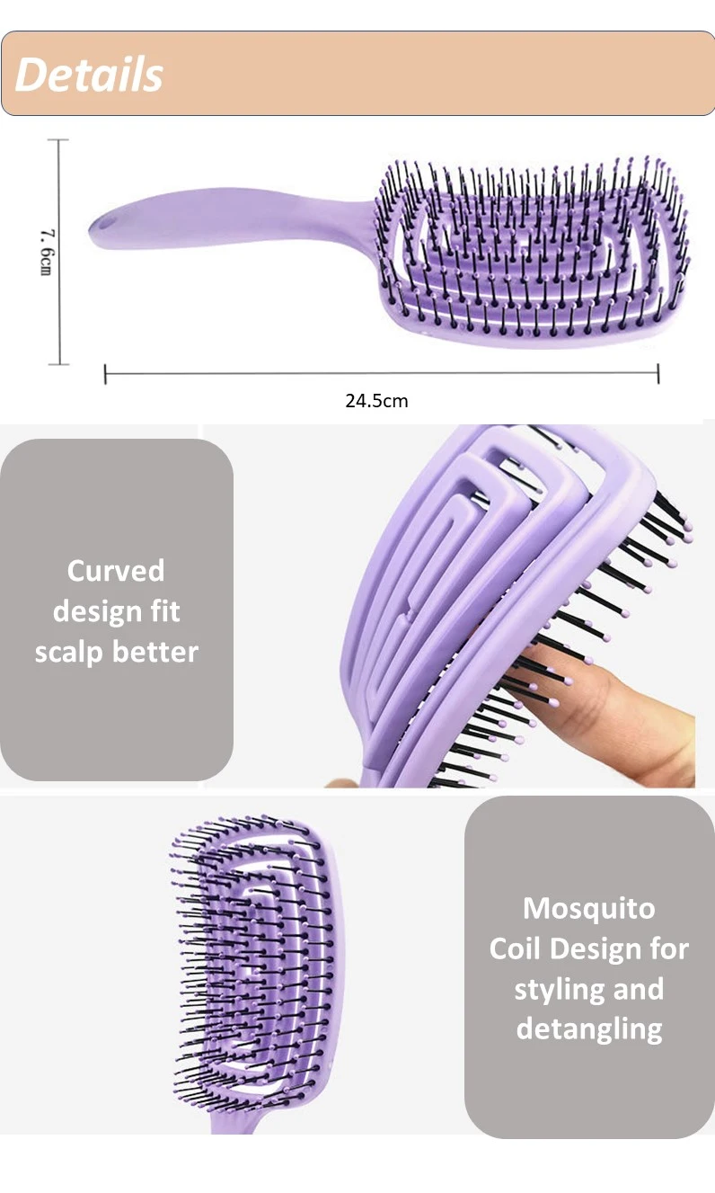 Mosquito Repellent Detangle Big Curved Comb Massage Hair Extension Brush