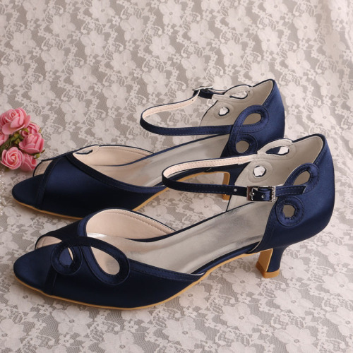 Navy Summer Occasion Sandals Shoes Low Heeled