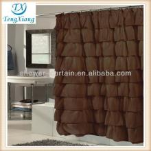 double swag brown ruffle shower curtain