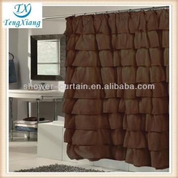 double swag brown ruffle shower curtain