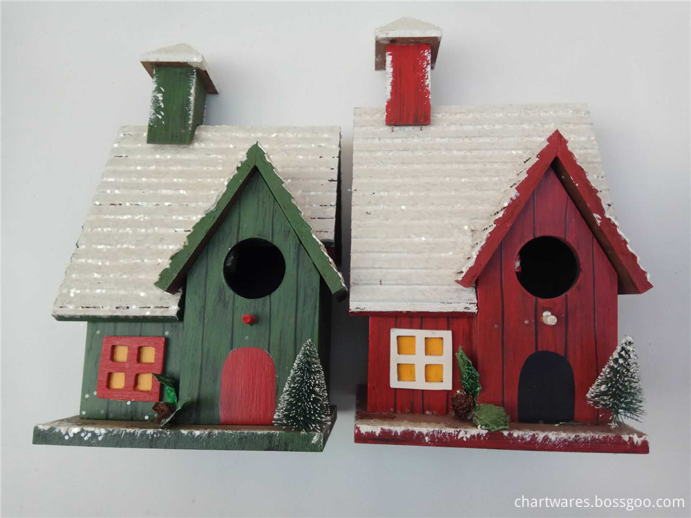 small villa style wooden bird house